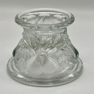Vintage Teleflora 1985 Della Robbia Embossed Clear Glass Reversible Candle Stand